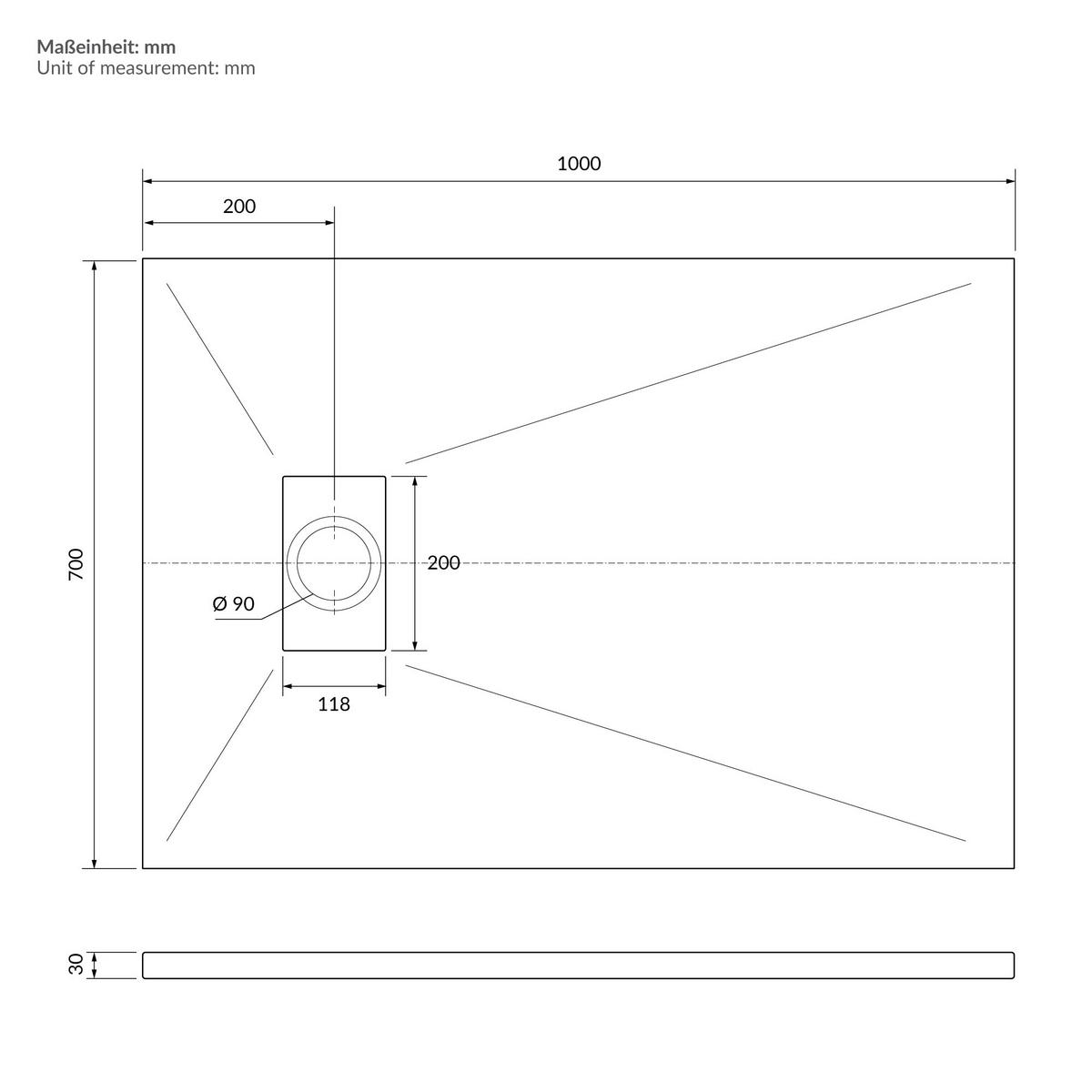 SPRCHOVÁ VANICKÁ 100x70 cm bílá s odtokovou sadou z SMC - bílá, plast (70/3/100cm) - LuxeBath