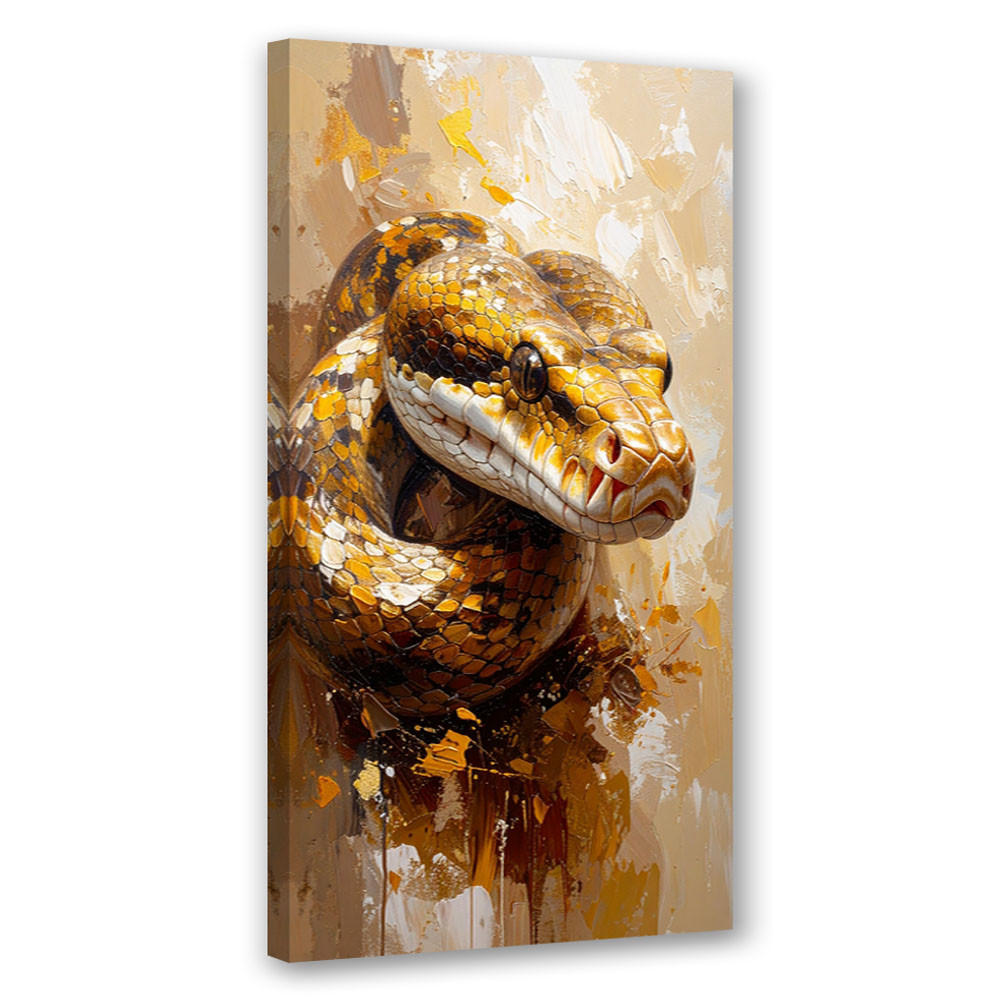 LEINWANDBILD Schlangenkopf Reptilien Tiere 60x120cm - Beige, Textil (60/120cm) - Feeby