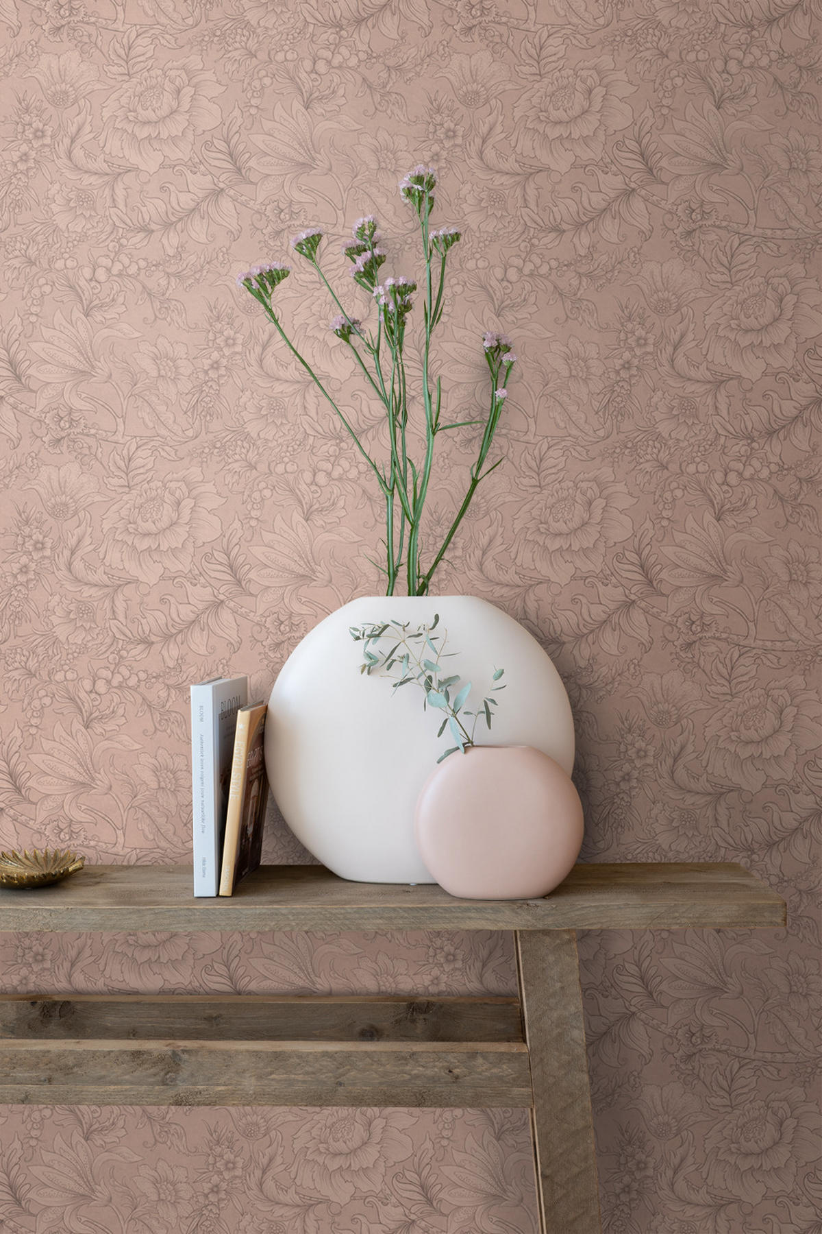 TAPETE Blumenmuster 53 cm x 10.05 m - Terracotta, Papier (53/1000cm) - ESTAhome
