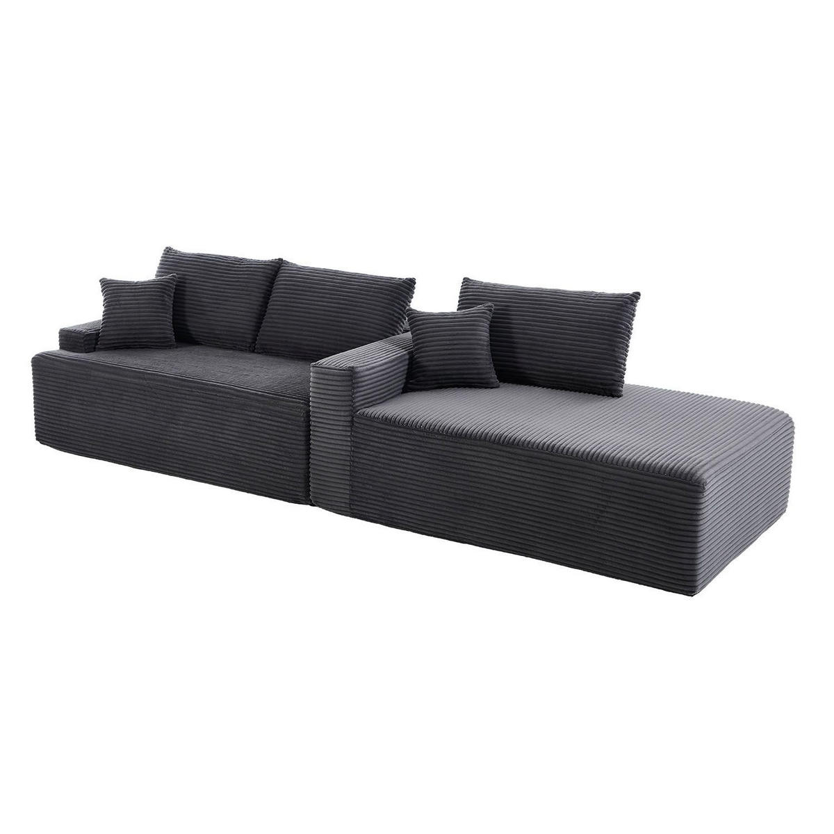 SOFA Coredo dunkelgrau Cord - Dunkelgrau, Textil (250/155cm) - Juskys