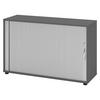 ROLLLADENSCHRANK - 2 Ordnerhöhen 40/120/74,8 cm in Graphitfarben/Silberfarben Bogengriff (Metall) - Silberfarben/Graphitfarben, Holzwerkstoff (120/74.8/40cm) - bümö