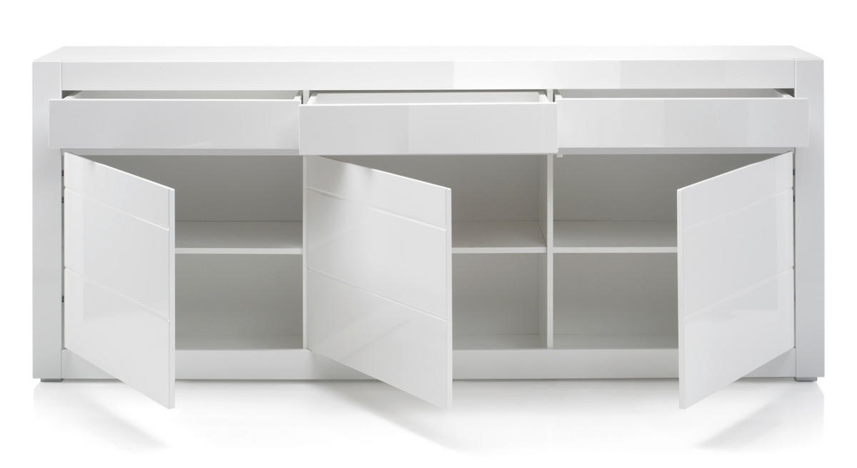 SIDEBOARD Hochglanz weiß, mit weiß oder grau, große Anrichte 217 cm Soft-Close-Funktion - Weiß Hochglanz/Weiß, Holzwerkstoff/Kunststoff (217/90/42cm) - Furn.Design
