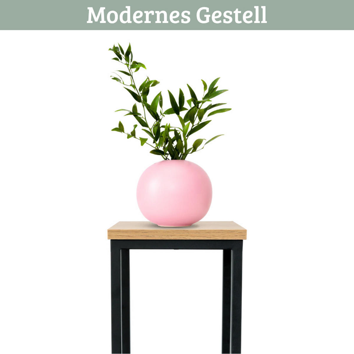 BLUMENSTÄNDER Holz LURI 50 cm hoch MDF Metallgestell - Braun, Holz (20/50/21cm) - DELUKE