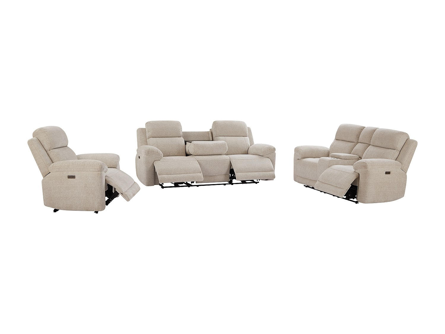 SOFAGARNITUR mit Relaxfunktion - 6 -Sitzer - Polyester - beige - KELUNO - Beige, Textil (228/104/98cm) - Vente-Unique