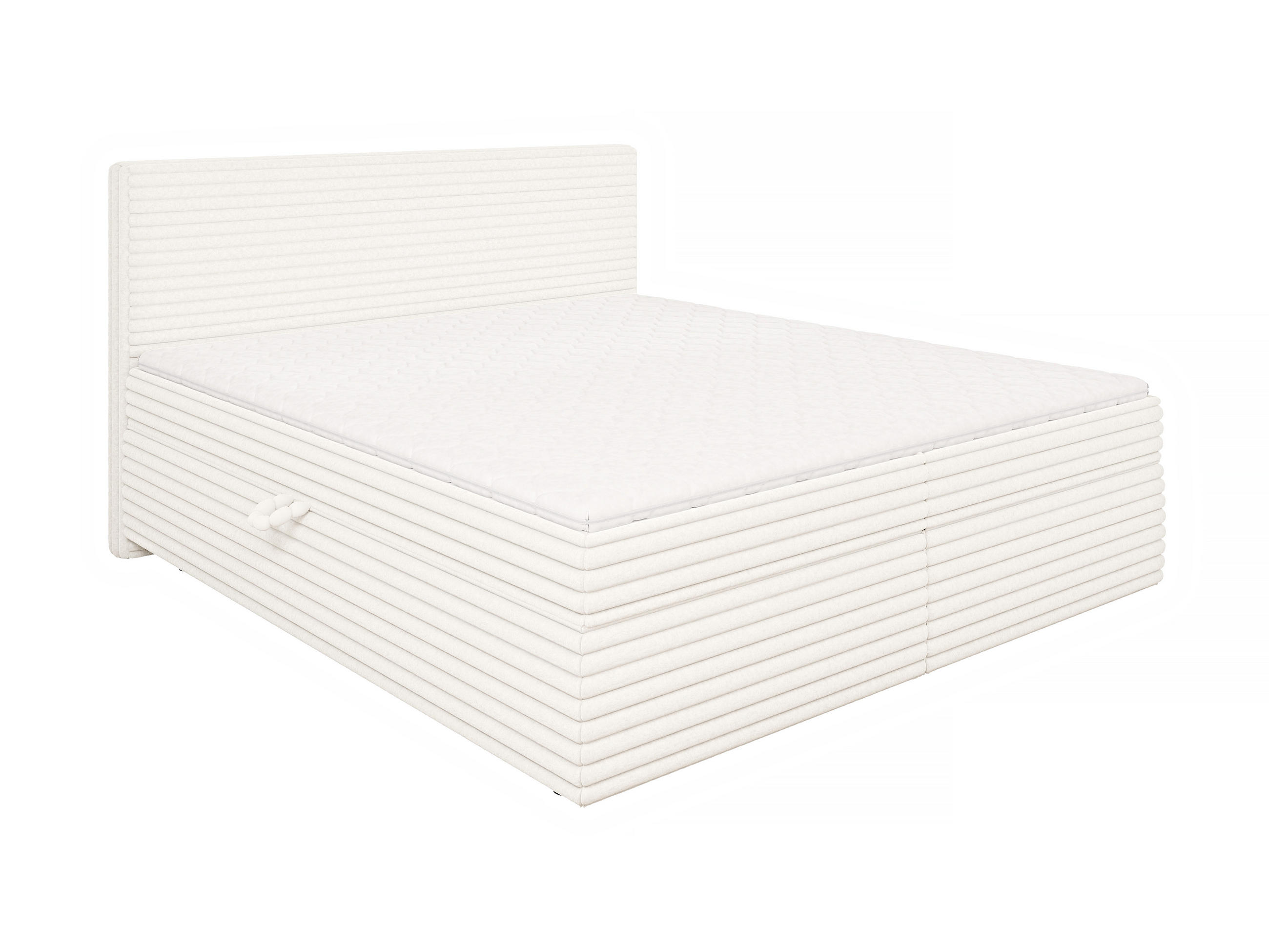 BOXBETT Roma 180/200 cm Hellbeige Plüschcord - Beige/Schwarz, Holz/Kunststoff (180/200cm) - S-Style Möbel