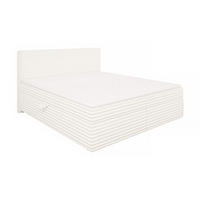 BOXBETT Roma 180/200 cm Hellbeige Plüschcord - Beige/Schwarz, Holz/Kunststoff (180/200cm) - S-Style Möbel