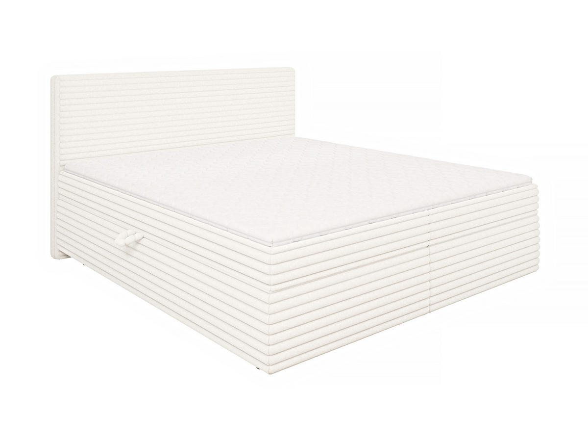 BOXBETT Roma 180/200 cm Hellbeige Plüschcord - Beige/Schwarz, Holz/Kunststoff (180/200cm) - S-Style Möbel