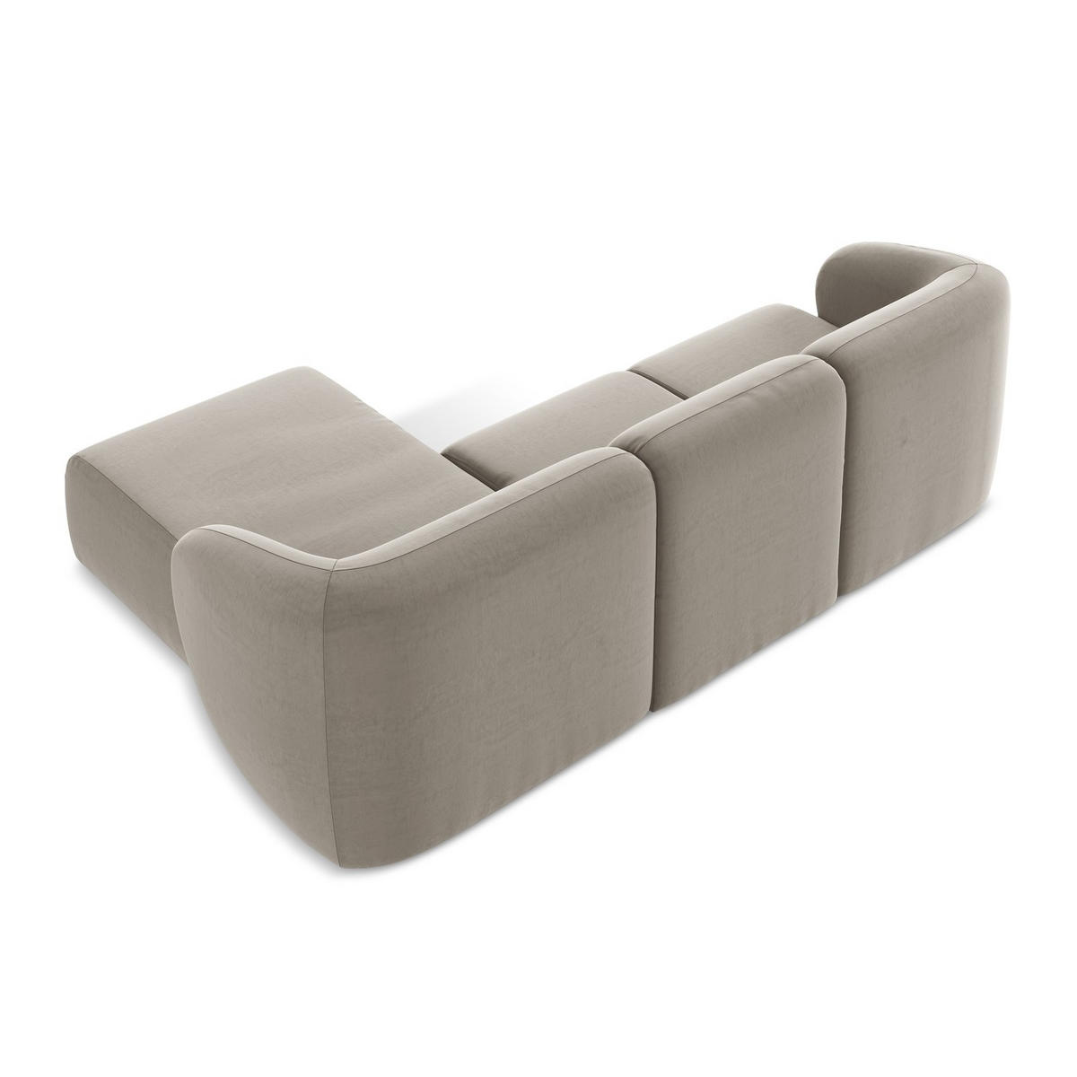 ECKSOFA Rechts Samt Stoff Grau - Taupe/Schwarz, Holzwerkstoff/Kunststoff (248/166cm) - LaMiaSofa