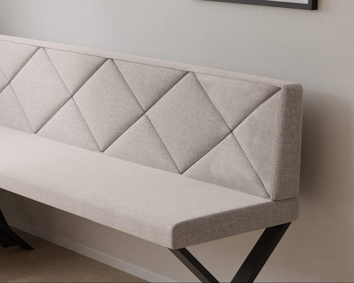 ECKBANK links VERO X Webstoff gesteppt, 128/168 cm Beige - Beige, Textil/Metall (128/168cm) - Idohome