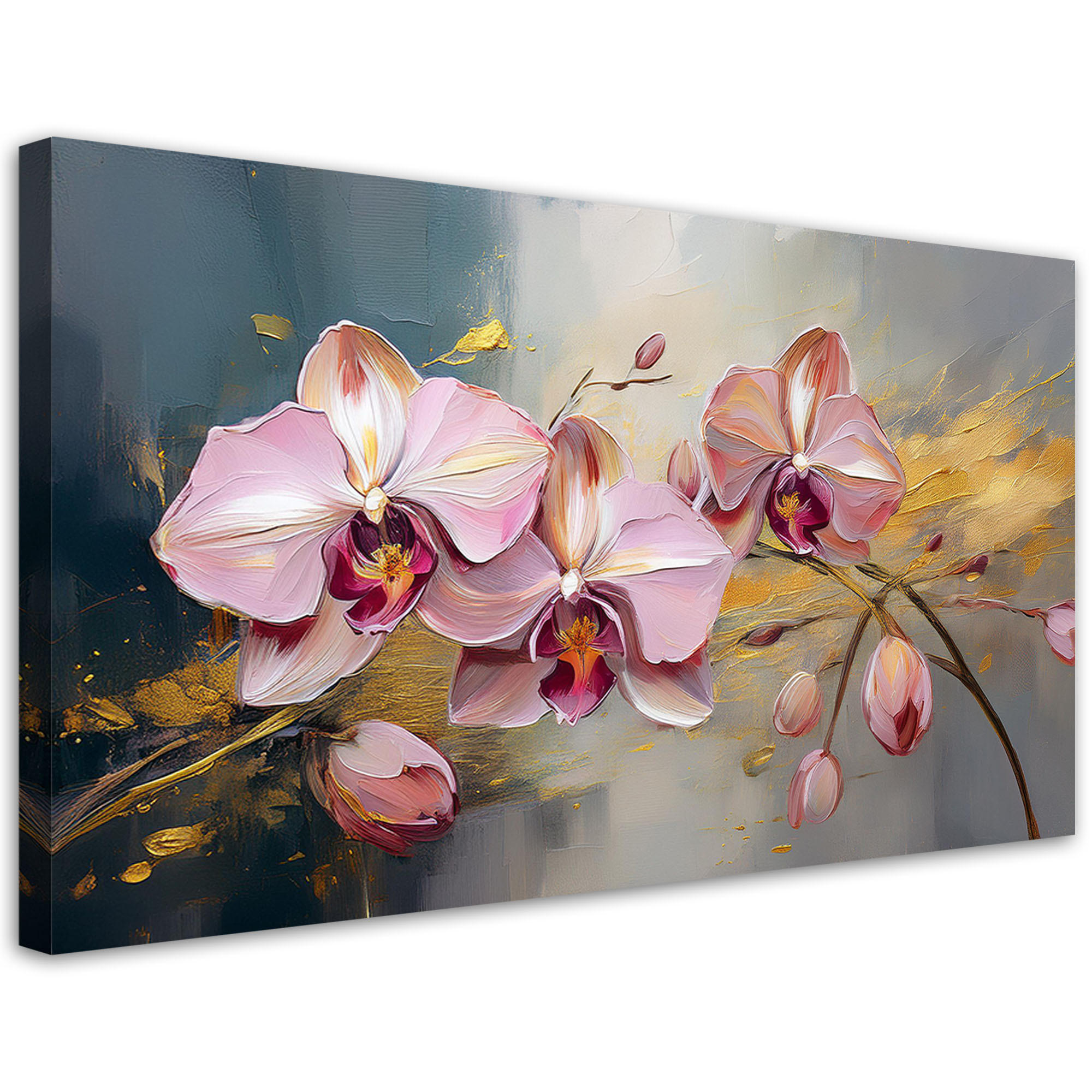 LEINWANDBILD Rosa Orchideen-Blumen-Glamour 100x50cm - Pink, Textil (100/50cm) - Feeby
