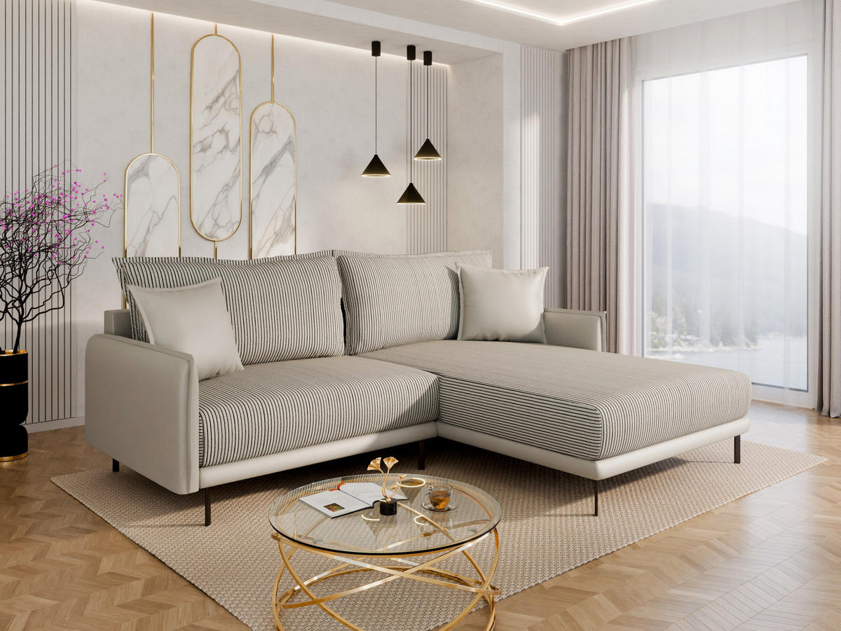 ECKSOFA Selva – modernes Design trifft auf höchsten Komfort, Beige - Beige, Holz (246/190cm) - Panda Möbel