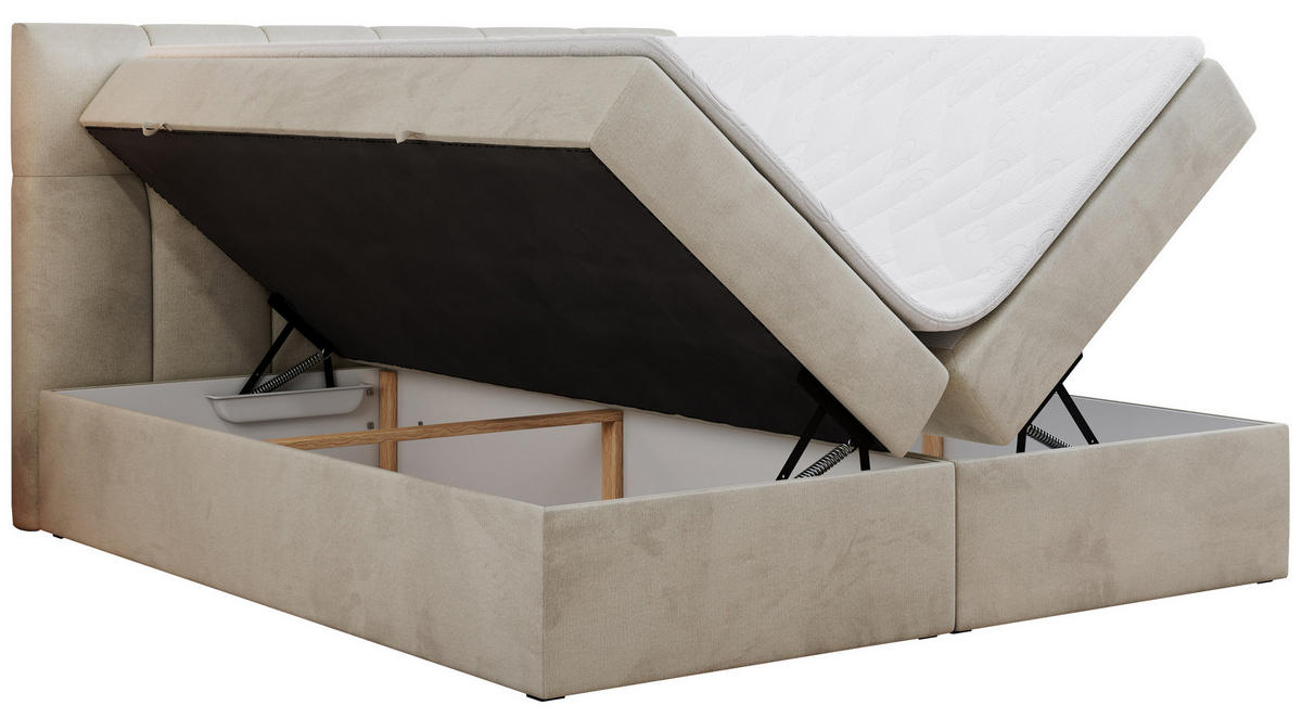 BOXBETT RICO 180/200 Beige Velvet - H3 - Beige, Holz/Textil (180/200cm) - MKS
