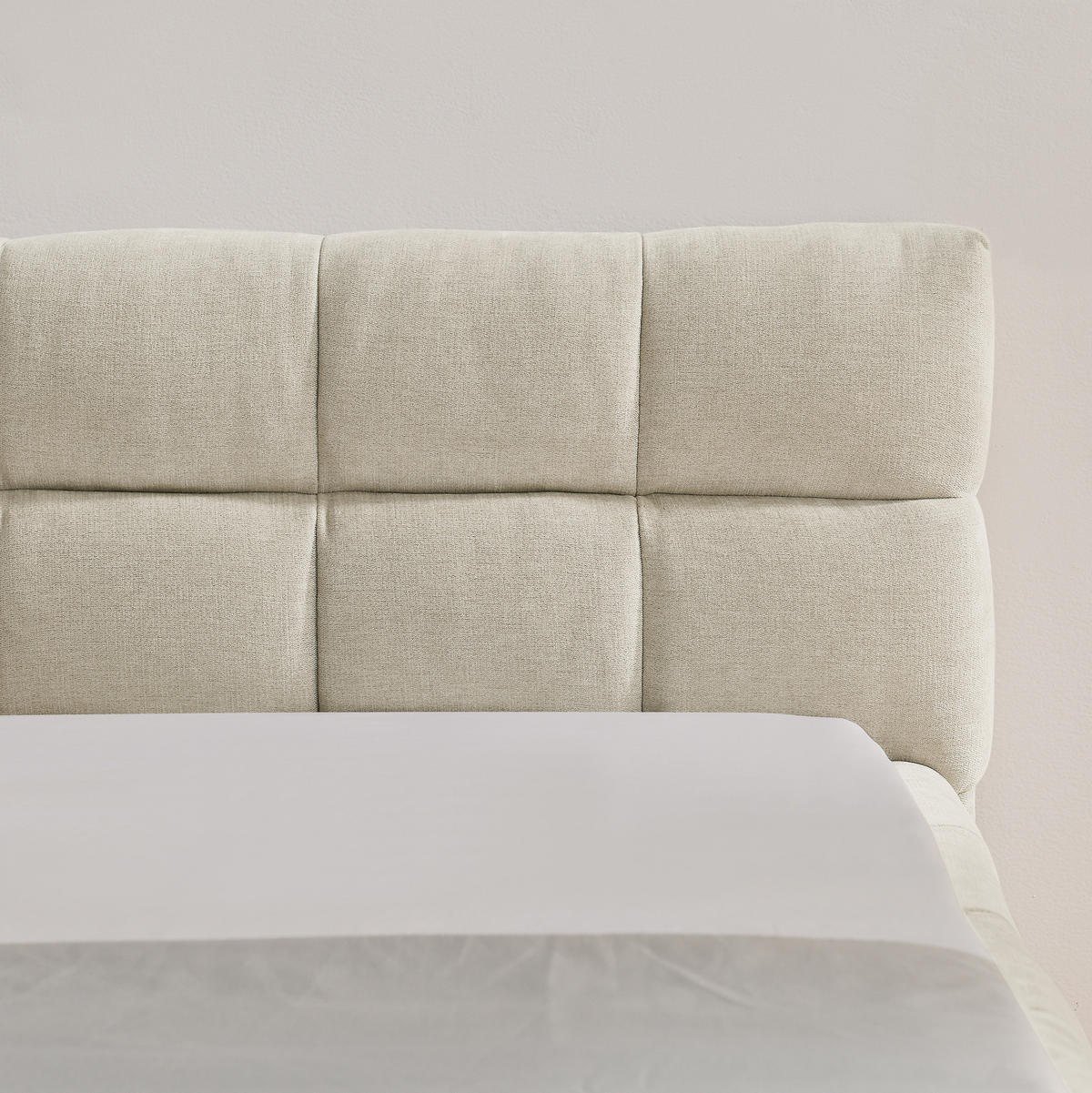 KINDERBETT Polsterbett 90/200 cm aus Chenille mit quadratischem Steppdesign Beige - Beige, Kunststoff (90/200cm) - Modenvie