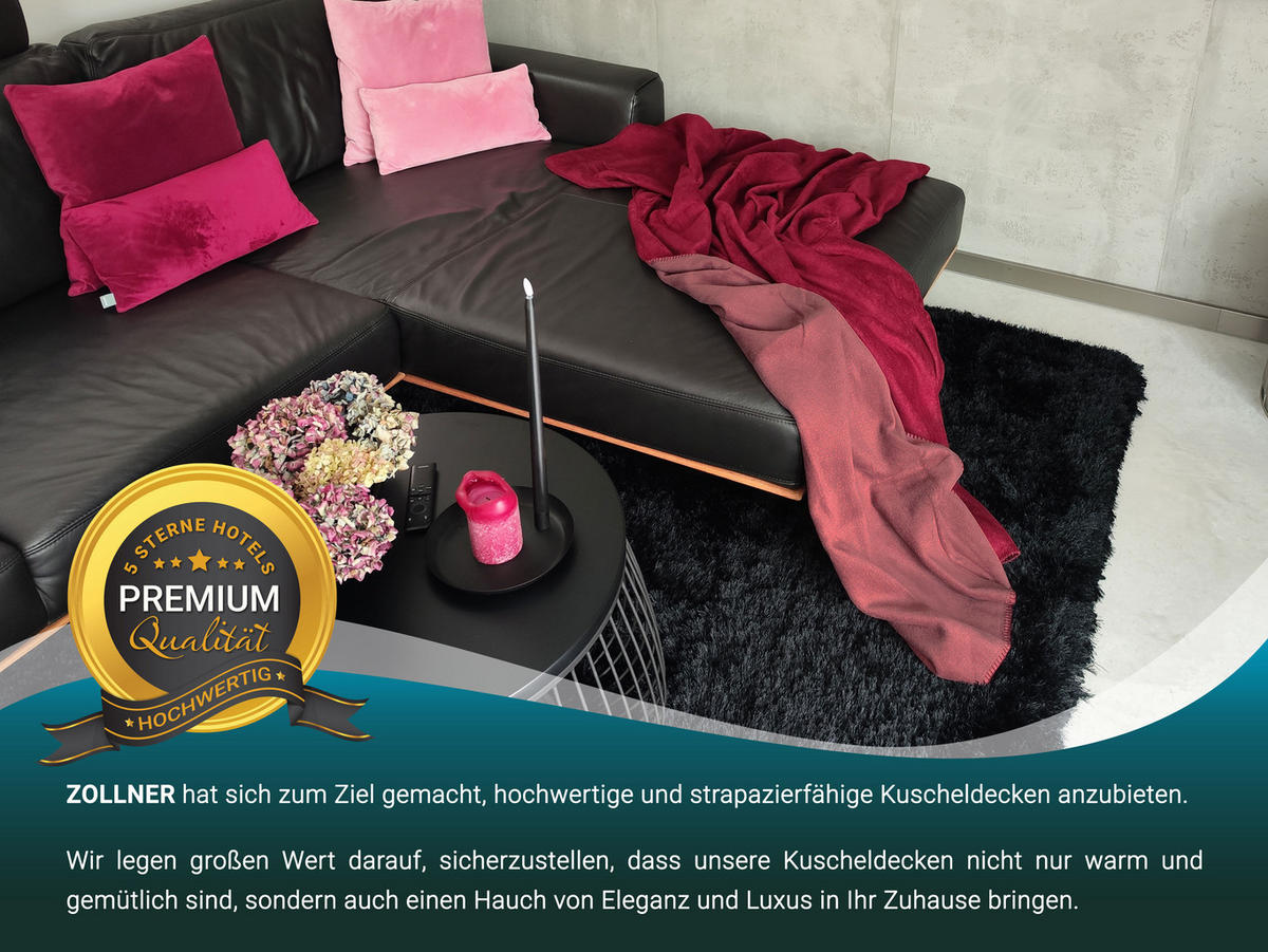KUSCHELDECKE, 150x200 cm, 60% Baumwolle, 40% Polyacryl, Rot - Bordeaux, Naturmaterialien (150/200cm) - Zollner