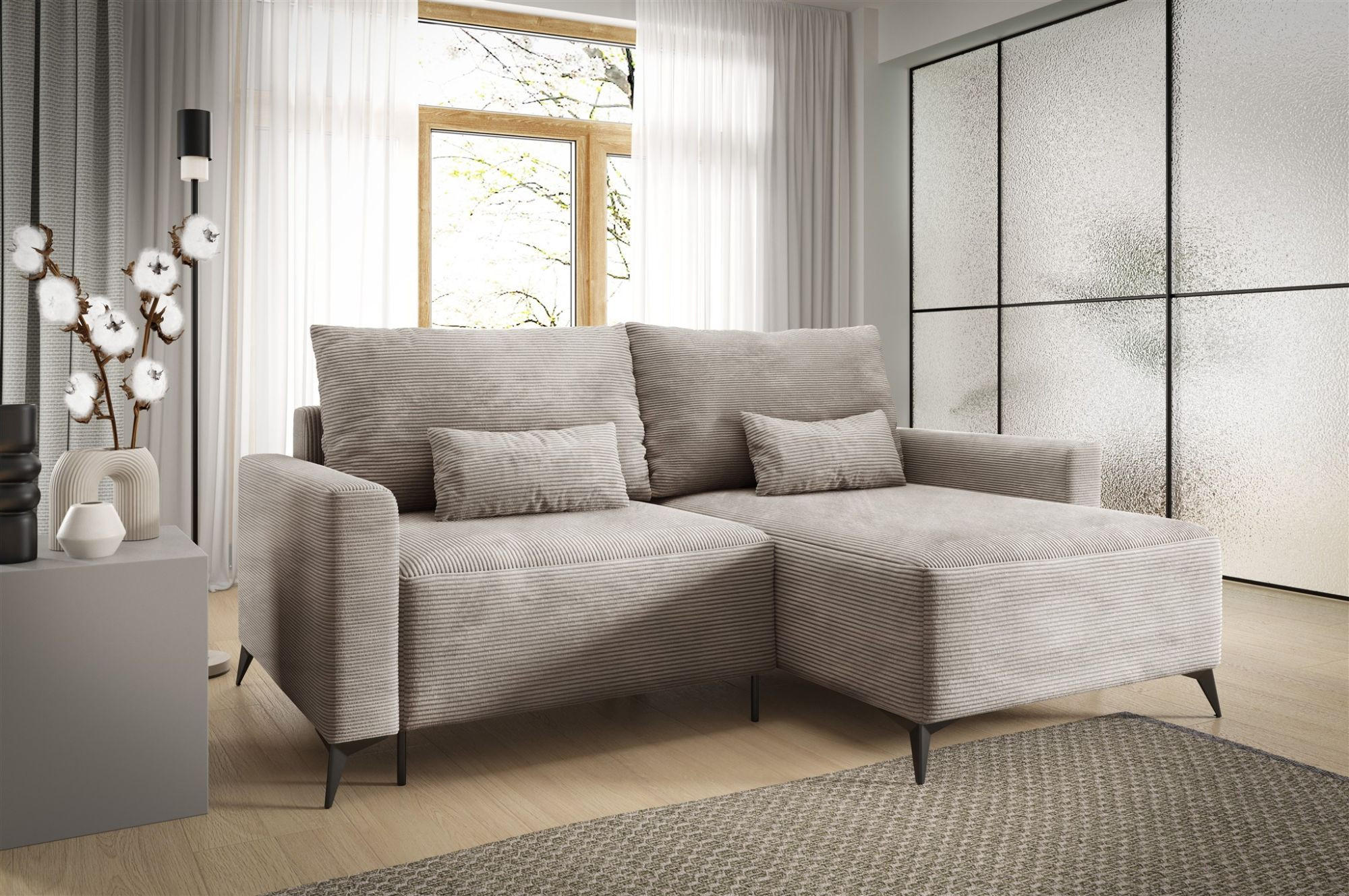 ECKSOFA Silves Mit Schlaffunktion - Beige, Holzwerkstoff/Textil (239/148cm) - Fun Möbel