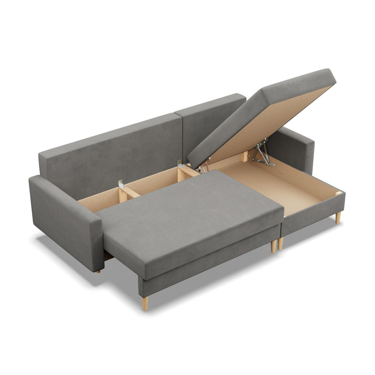 ECKSOFA Blank hellgrau - Hellgrau, Textil (223/140cm) - SIMKAM Furniture