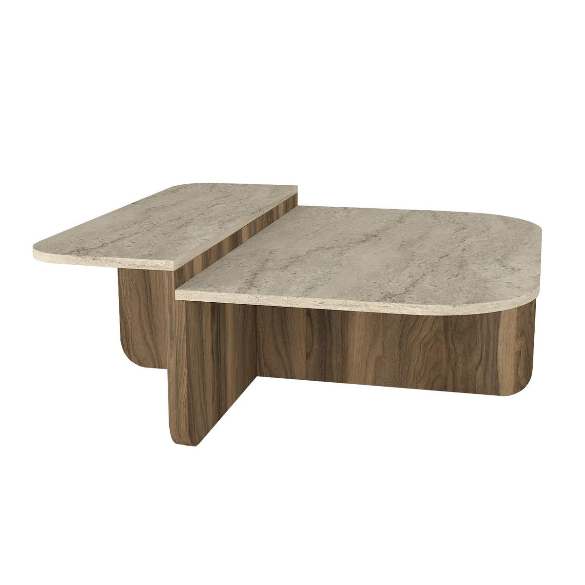 COUCHTISCH Luxe Beige Travertin Optik Braun 90x90 cm - Beige/Braun, Holzwerkstoff (90/90/33cm) - moebel17