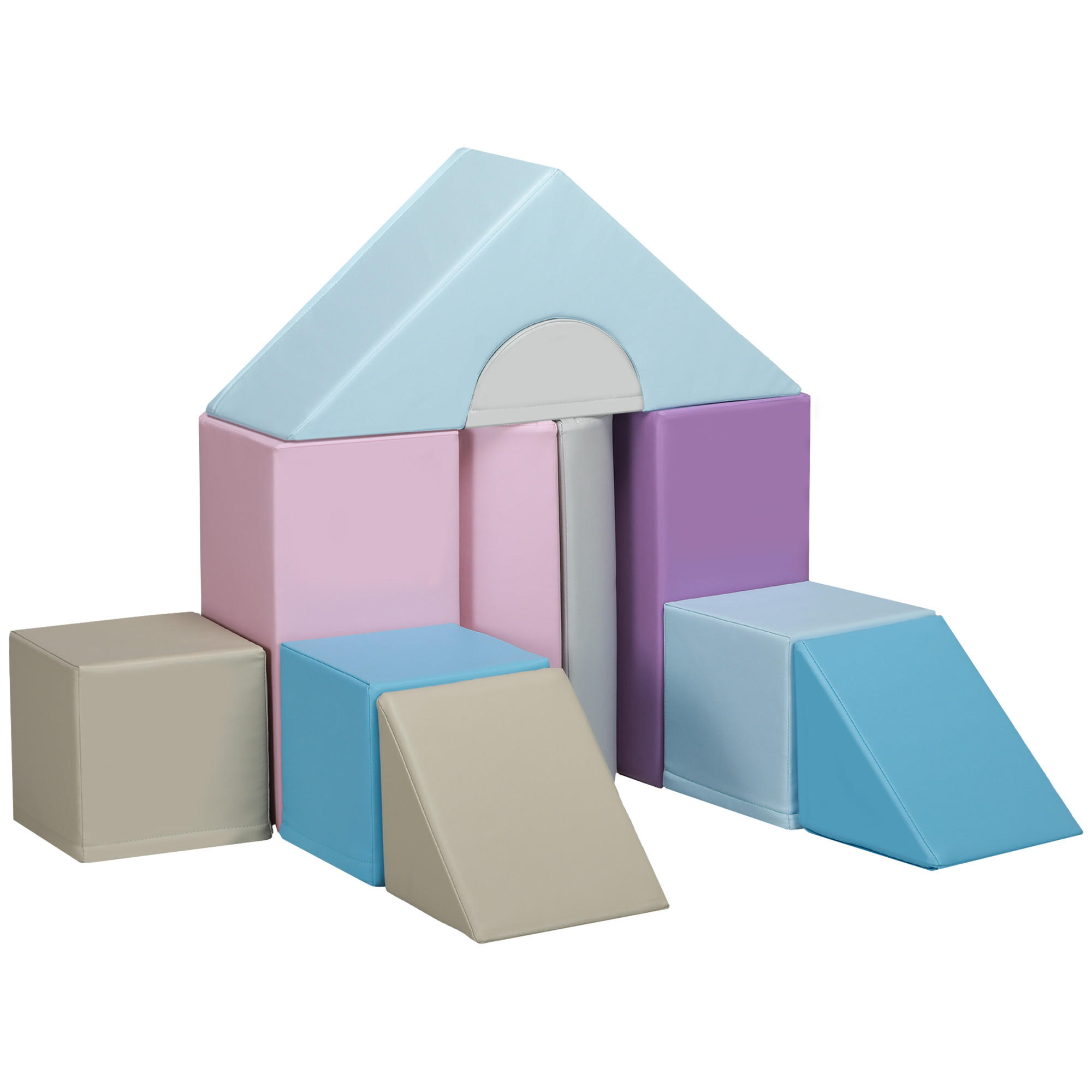 11-TLG. Softbausteine, Schaumstoffbausteine, Bausteinset zum Toben, Klettern - Multicolor, Kunststoff (25/50/25cm) - HOMCOM