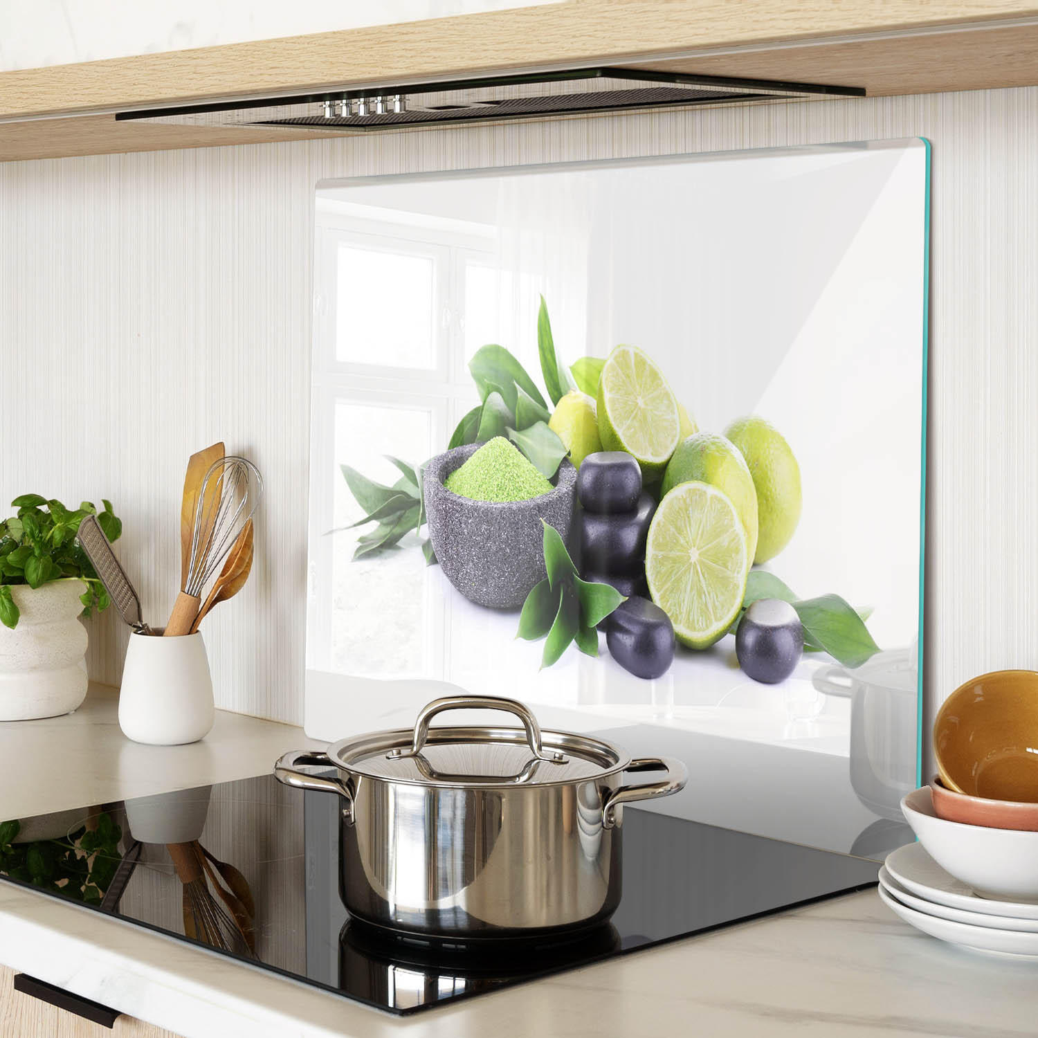 GLASPLATTE 60x52 cm Kalk und Steine - Grün, Glas (60/0.4/52cm) - TULUP