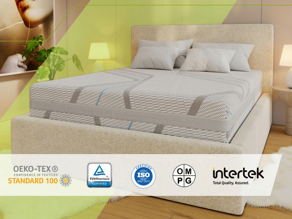FEDERKERNMATRATZE TOVA - 160/200 - H3 - Lux - Hellgrau, Textil (160/200cm) - MKS