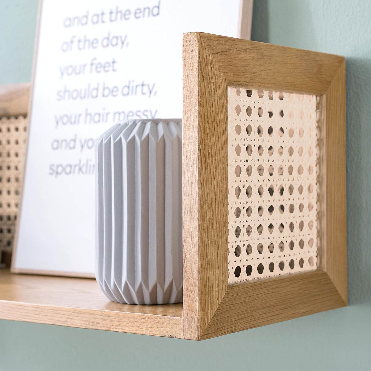 WANDREGAL - Wiener Geflecht / Echtholzfurnier - Eichefarben, Naturmaterialien (80/24/22cm) - home24