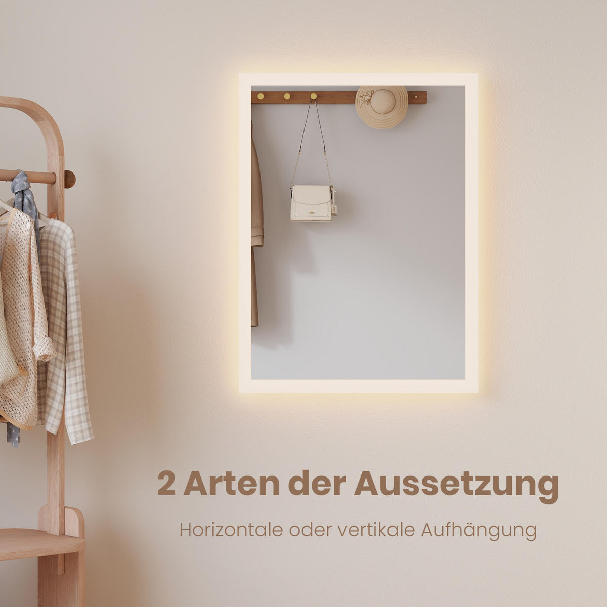 BADSPIEGEL mit Umweltfreundlicher Silberspiegel Beleuchtung 60/40/3,5 cm - Weiß, Glas (40/3.5/60cm) - EMKE