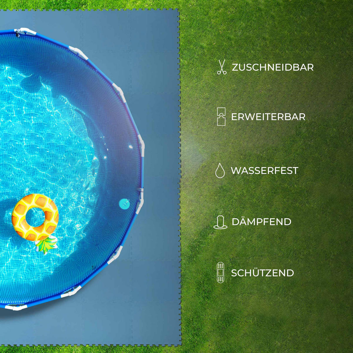 BODENSCHUTZMATTE für Pool Blau 50x50cm (8 Stück - 2m²) - Blau, Kunststoff (50/50cm) - Bestlivings