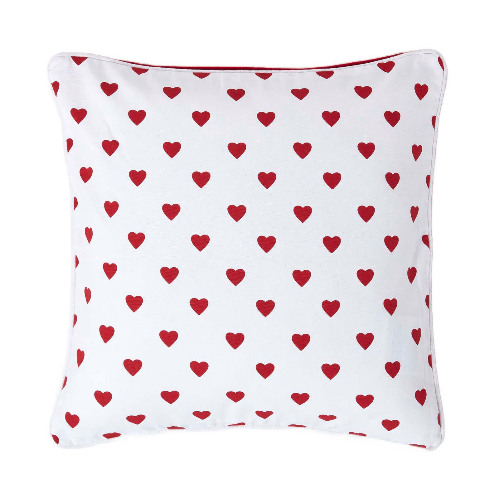 KISSENHÜLLE Herzen 45/45 cm, 100% Baumwolle - Rot, Textil (45/45cm) - Homescapes