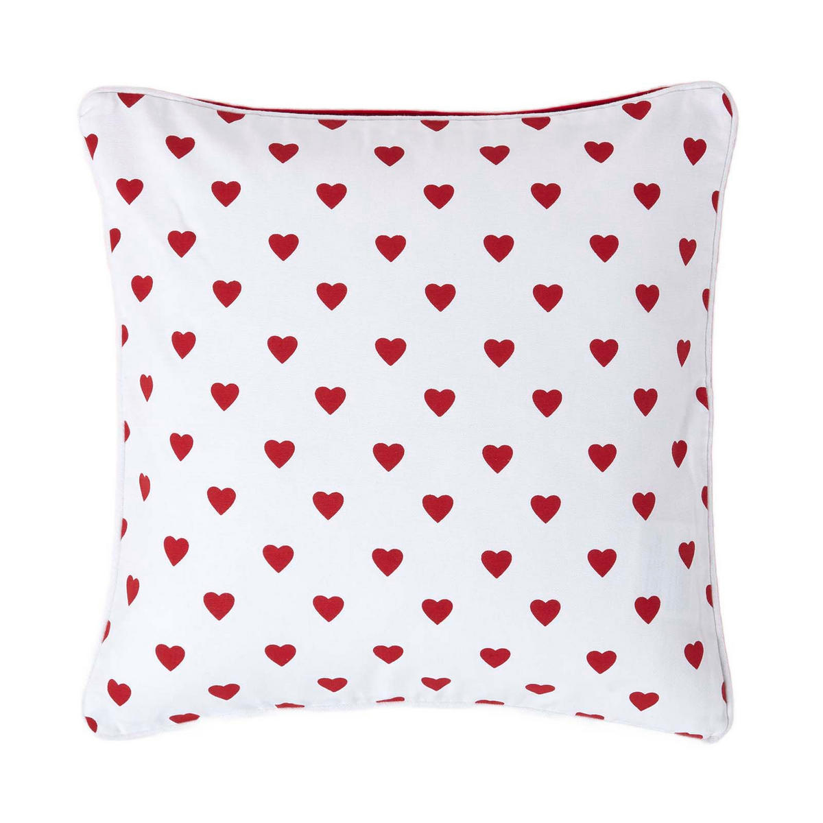 KISSENHÜLLE Herzen 45/45 cm, 100% Baumwolle - Rot, Textil (45/45cm) - Homescapes