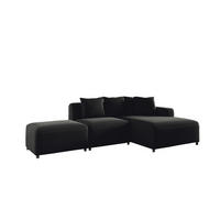 ECKSOFA Megan Xs In Stoff Salvador - Schwarz, Holzwerkstoff/Textil (304/165cm) - Fun Möbel