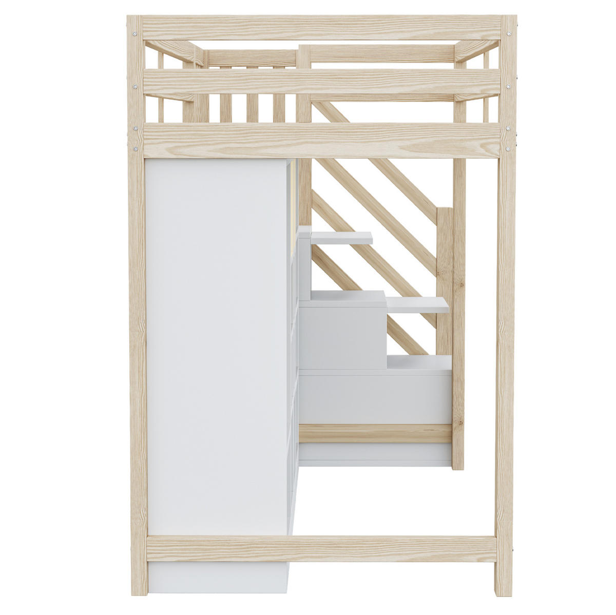 HOCHBETT 90/200 cm aus Holz mit Stauraum, LED-Beleuchtung, Holzfarbe - Naturfarben, Holz (90/200cm) - OKMYHOME