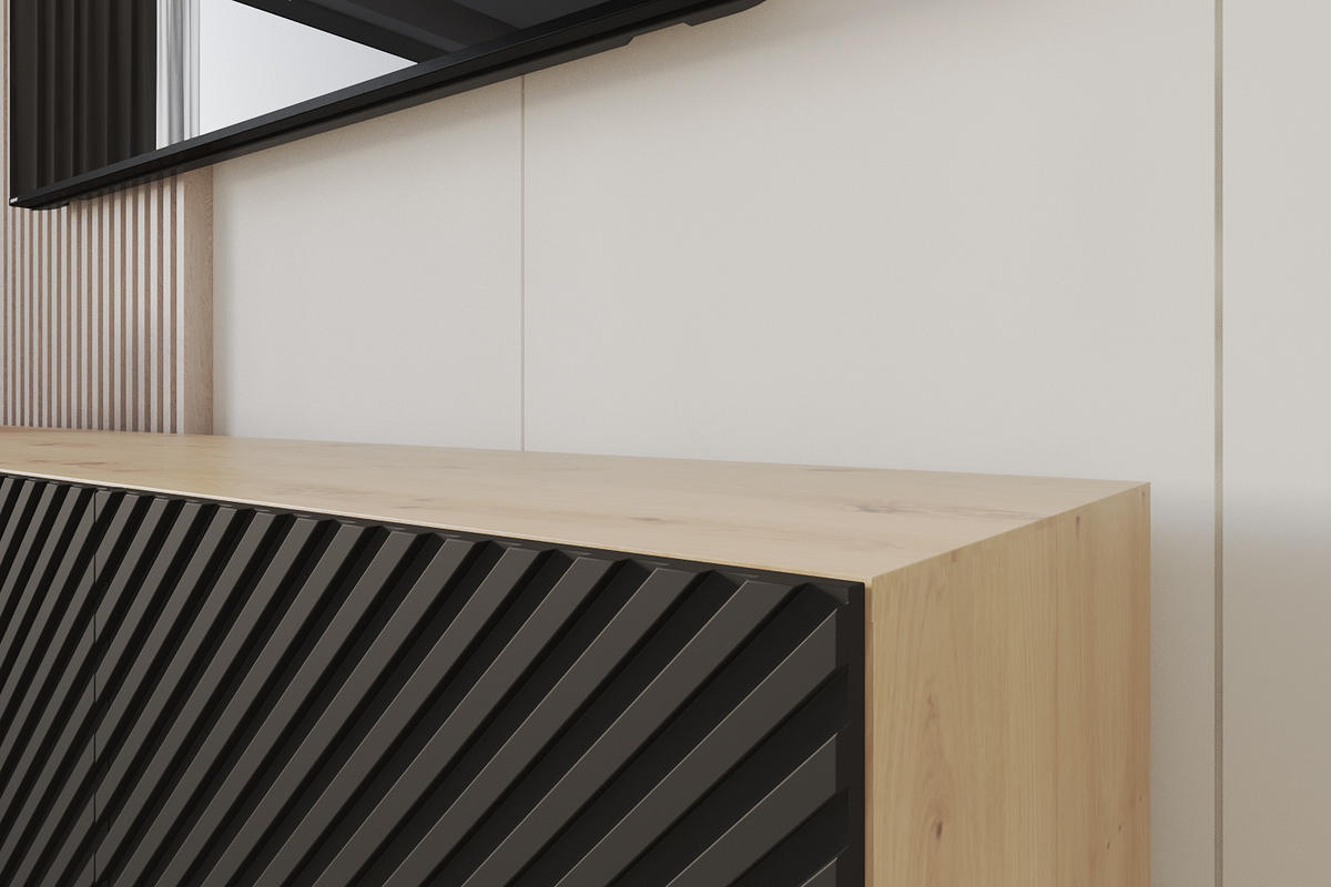 LOWBOARD ZENO-W 3x100x40x41 cm - Artisan / Schwarz - Schwarz, Holzwerkstoff (300/40/41cm) - ALTDECOR