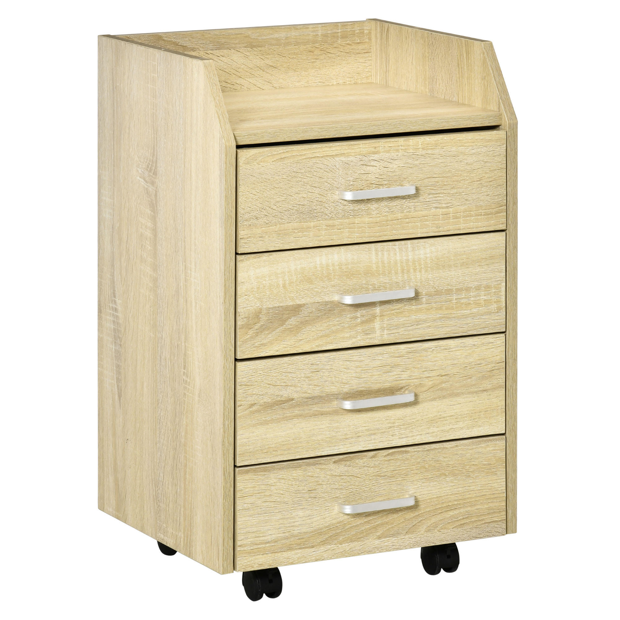 ROLLCONTAINER DE-14412 4 Schubladen, rollbar Natur - Naturfarben, Holzwerkstoff (36/65/40cm) - ComfortXL