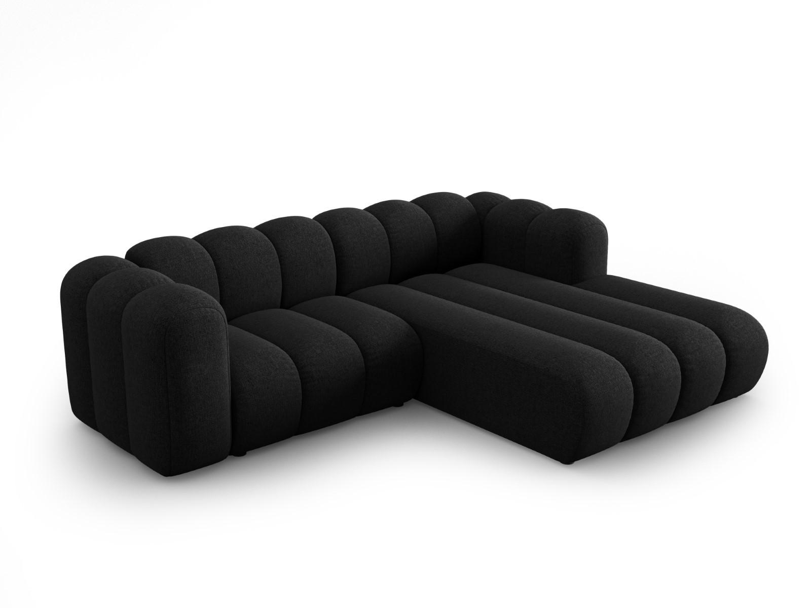 ECKSOFA modular rechts Lupine aus Chenille-Stoff schwarz 3 Sitzplätze - Schwarz, Textil (177/230cm) - Micadoni