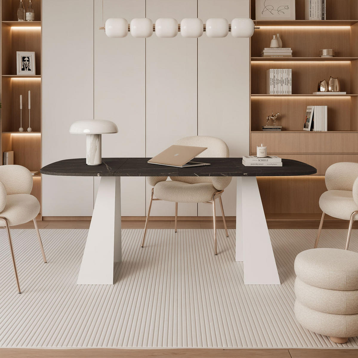 AUSZIEHTISCH ZELO 120/60/76 cm, Weiß / Grigia Pietra (Steingrau) - Weiß/Grau, Holzwerkstoff/Metall (60/120/76cm) - Idohome