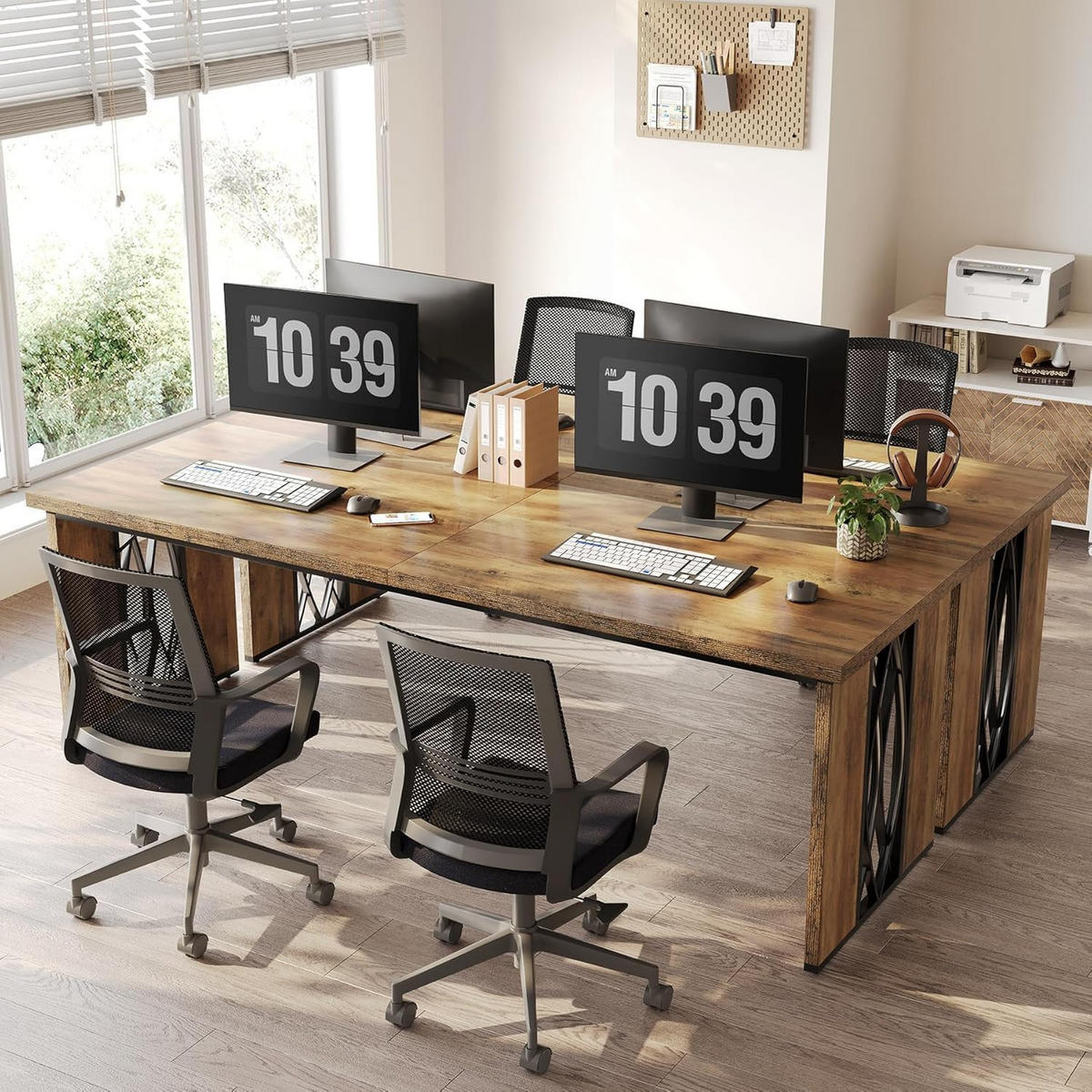 SCHREIBTISCH Holz Metall Industrial rechteckig 200/70/76 cm - Ahornfarben/Braun, Holzwerkstoff/Metall (70/200/76cm) - Quality Elegance