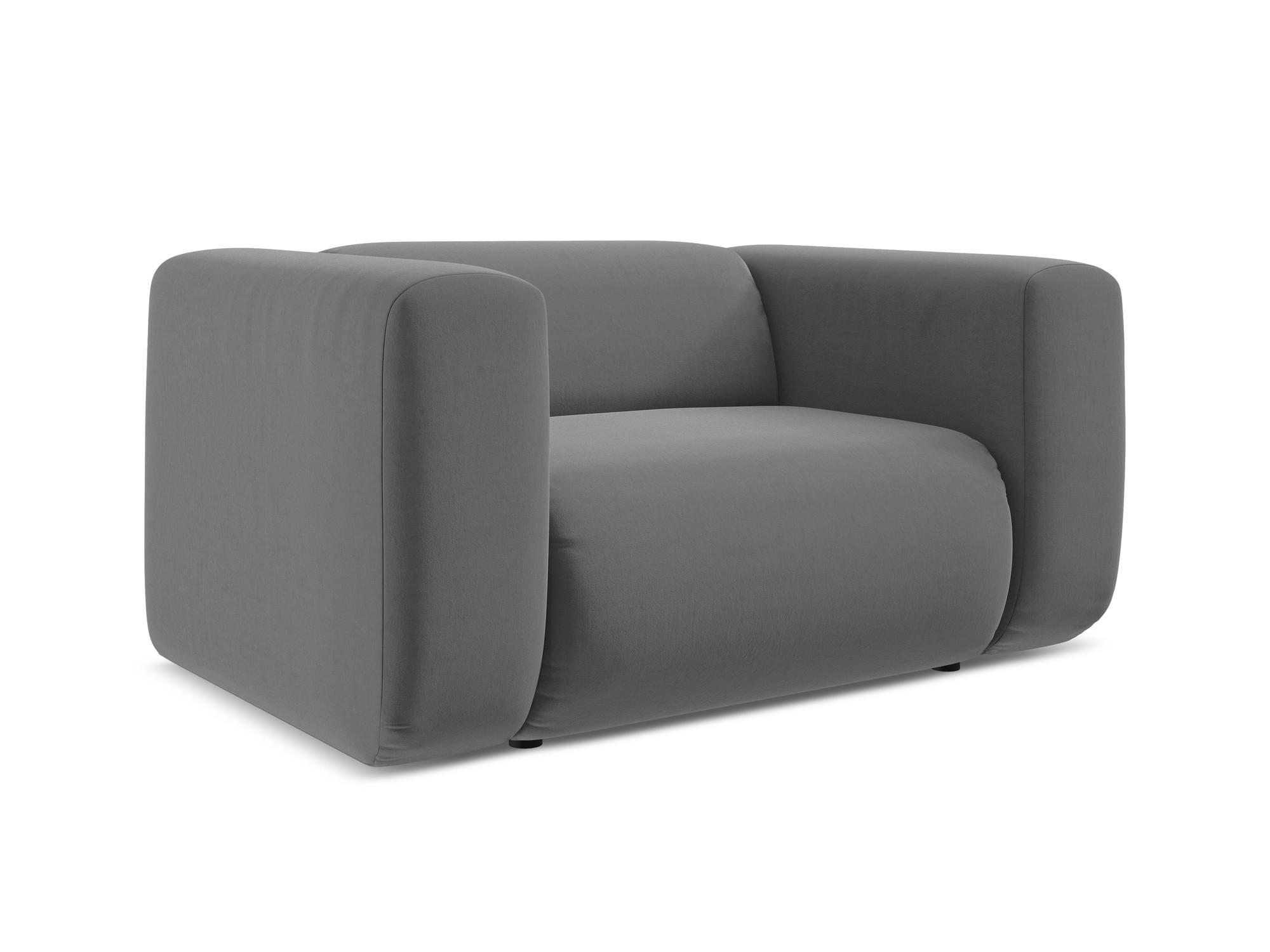 SESSEL Samt Stoff Grau - Schwarz/Grau, Kunststoff/Textil (137/70/89cm) - Makamii