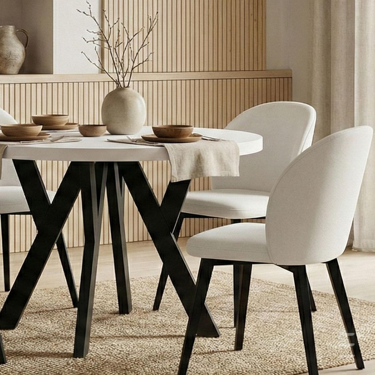 ESSTISCH Runder Ausziehbarer PERO 110/210, Weiß / Schwarz - Schwarz/Weiß, Holz (210/110/77cm) - Dekori_Interiors