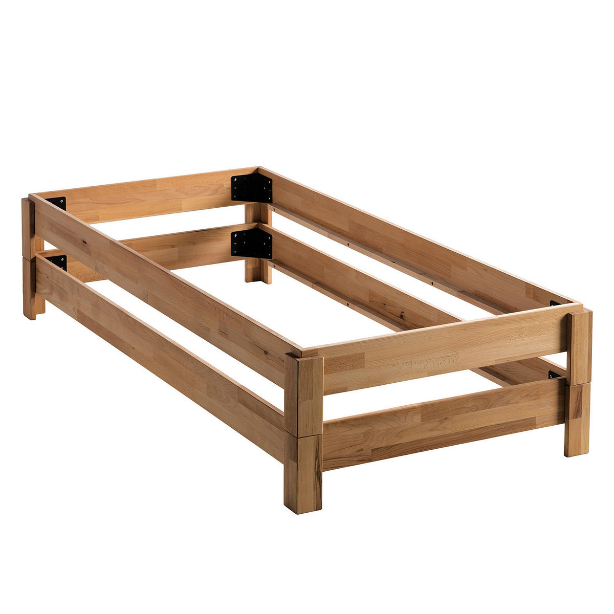 STAPELBETT - Buche massiv - 2er-Set - Buchefarben, Holz (90/200cm) - home24