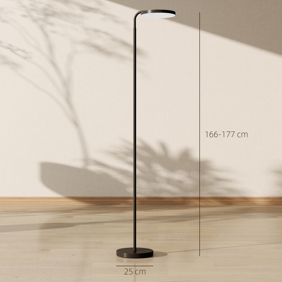 STEHLAMPE LED Dimmbar mit magnetischer Fernbedienung - Schwarz, Metall (41/25/177cm) - HOMCOM