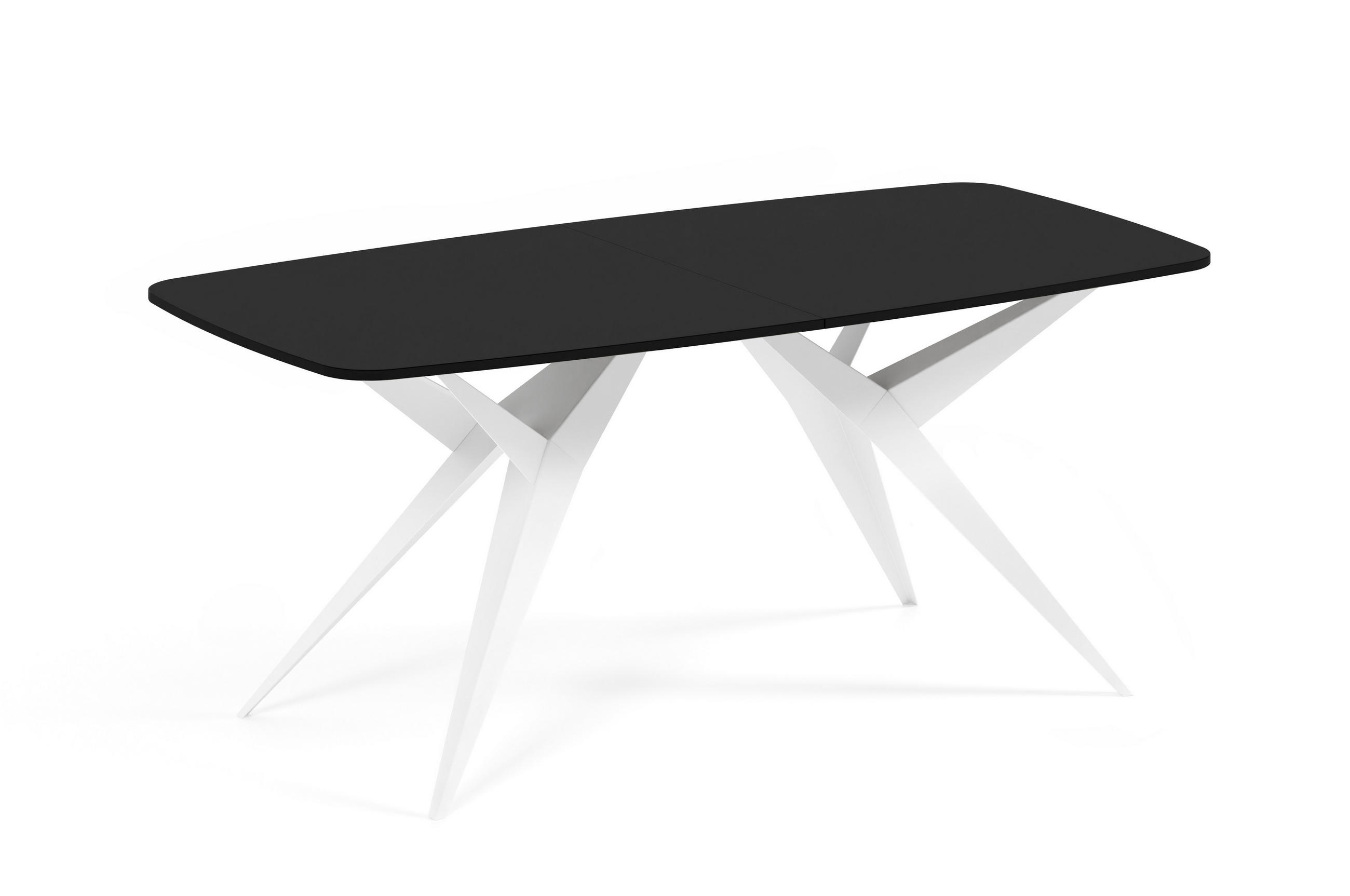 Meblini Esstisch Schwarz, Weiß 180x76x90 cm