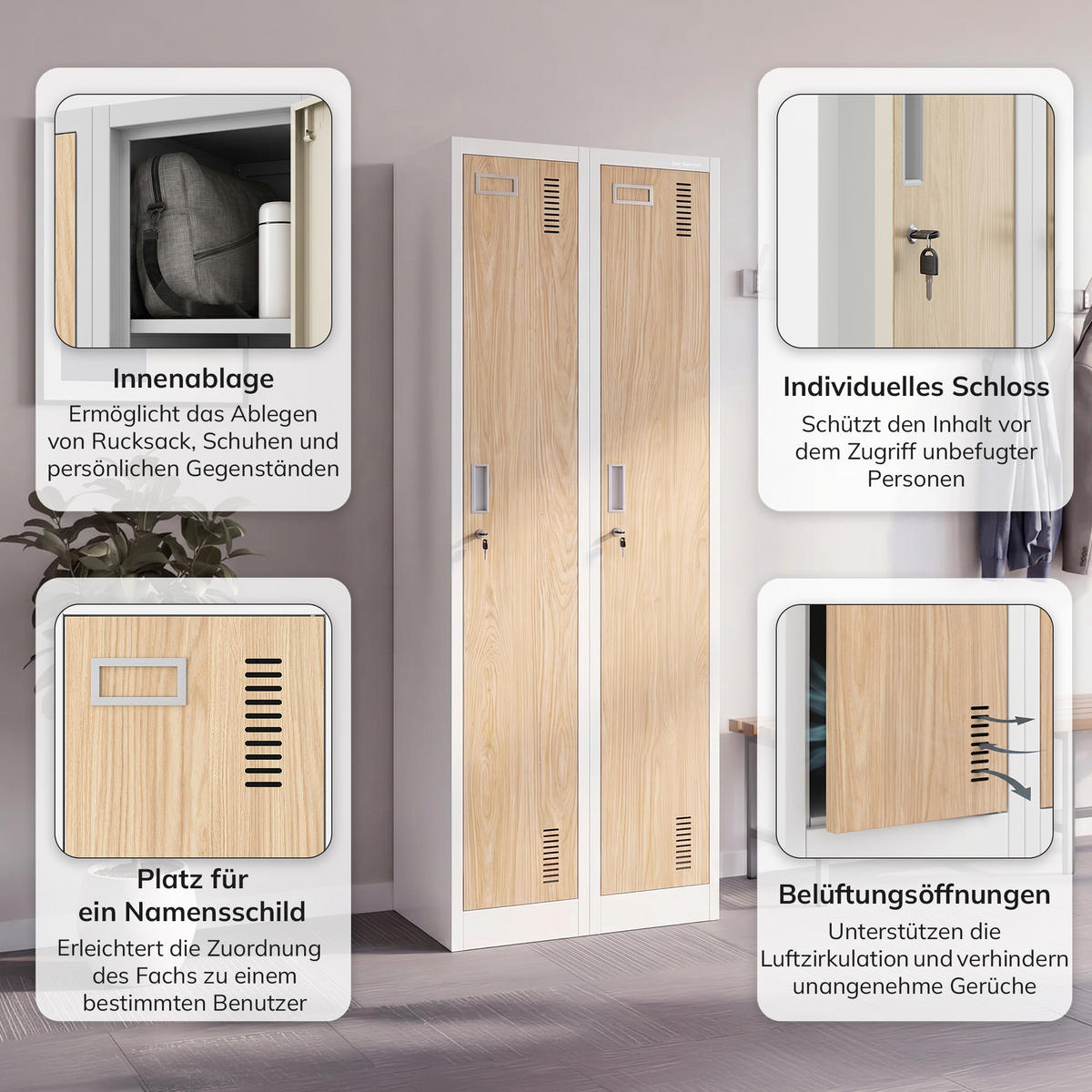 ZWEIFACH-PUTZSCHRANK KACPER II 180x60x50 cm - Weiß/Sonoma Eiche, Metall (60/180/50cm) - Jan Nowak