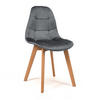 STUHL VEGAS im skandinavischen Stil - grau - Samt Velours - Naturfarben/Grau, Holz/Kunststoff (47/86/42cm) - NEW HOME