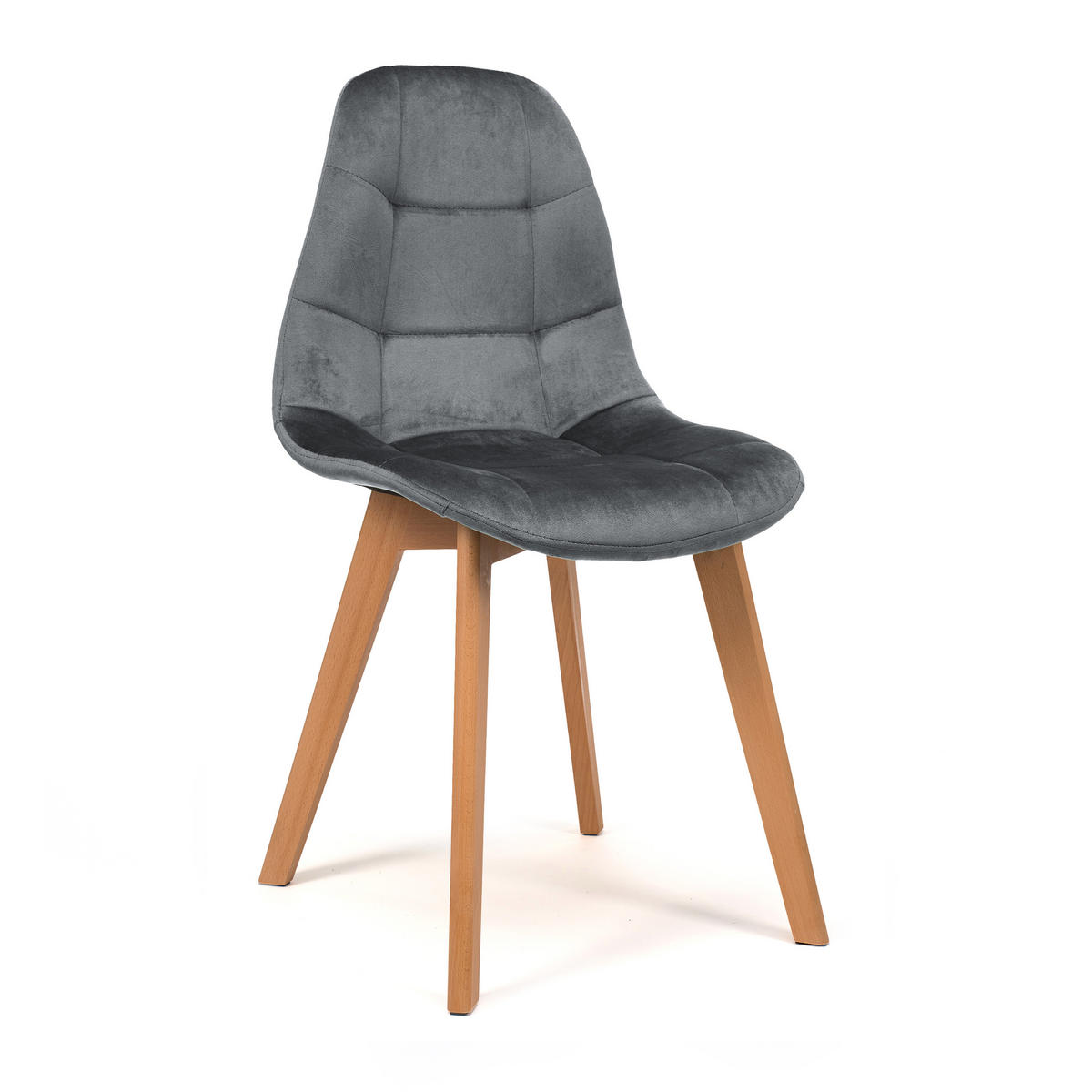 STUHL VEGAS im skandinavischen Stil - grau - Samt Velours - Naturfarben/Grau, Holz/Kunststoff (47/86/42cm) - NEW HOME