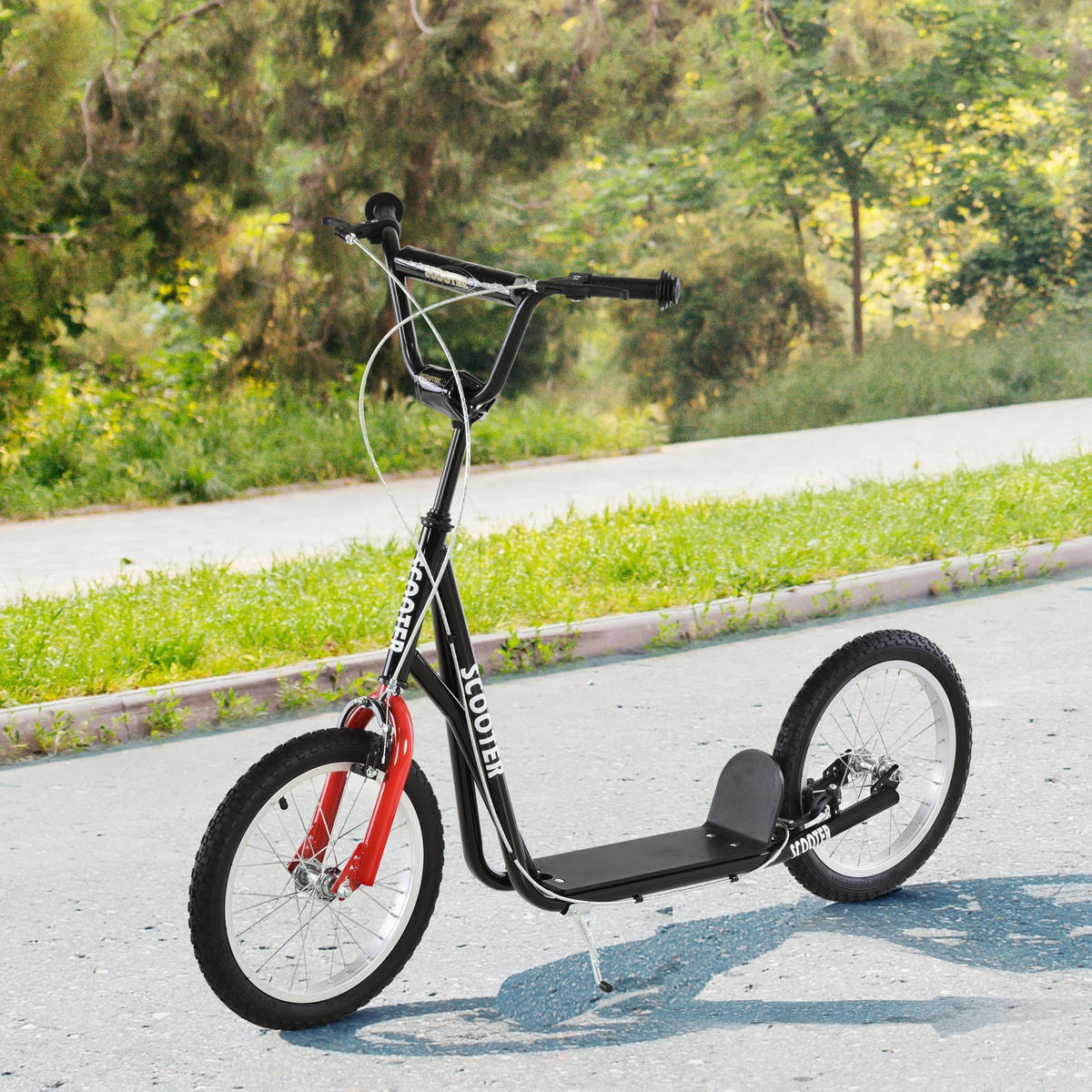 KINDERROLLER, Hellblau/Schwarz/Weiß/Grün, Stahl+ Aluminium - Schwarz, Metall (139/58/96cm) - HOMCOM
