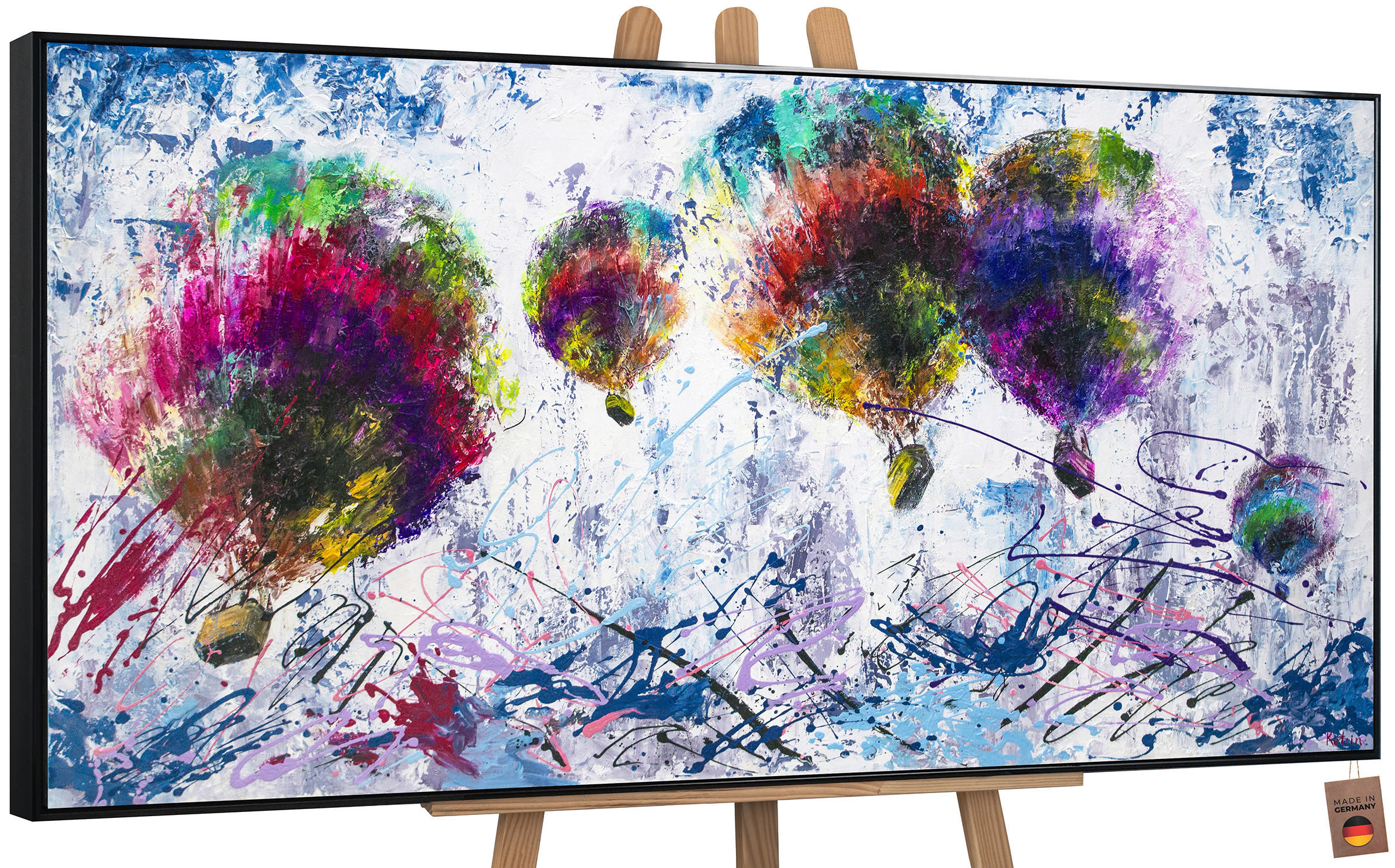 YS-art gallery Gemälde Schwarz 160x80 cm