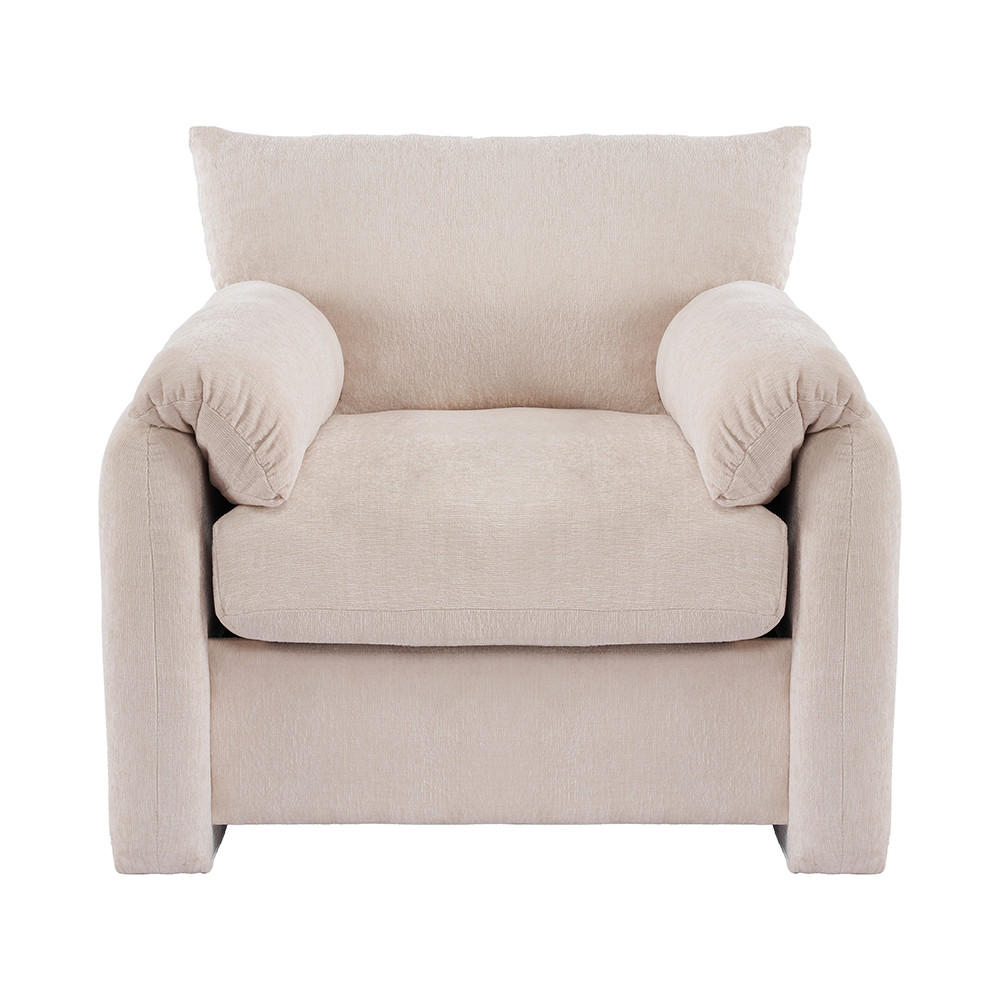 EINZELSOFA in Beige Chenille-Stoff - Beige, Kunststoff/Textil (82/84/96cm) - KOMHTOM