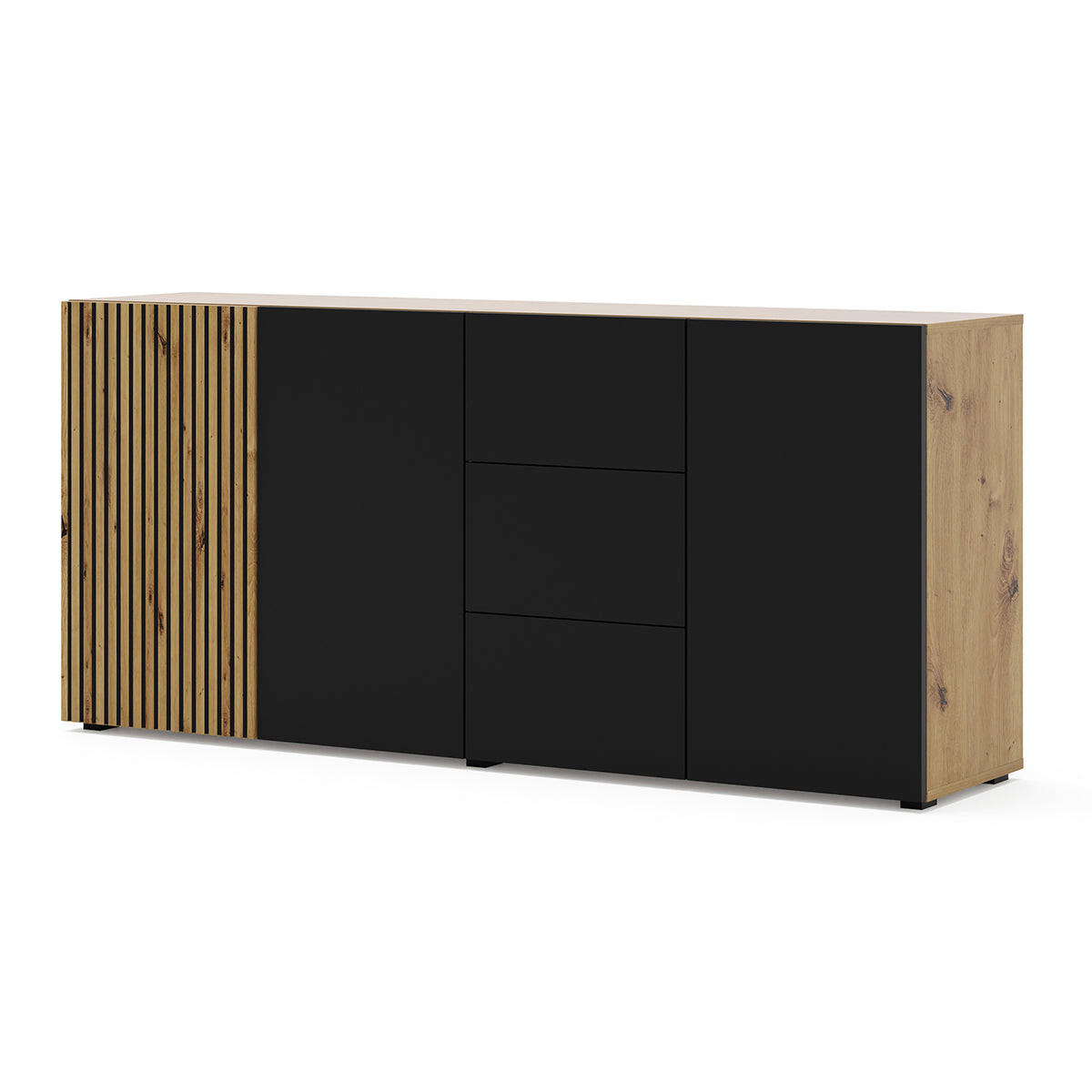 KOMODA Nera Drvo i crno - crna, drvni materijal (180/82/42cm) - Petits-meubles