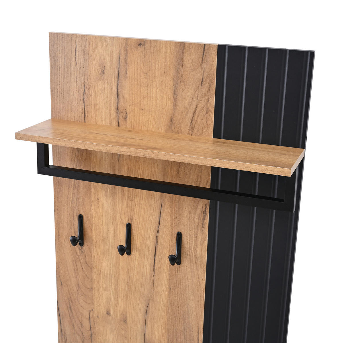 FLURSCHRANK mit Schuhbank 70 x 36 x 146 cm Spanplatte Schwarz/Natur - Schwarz, Holzwerkstoff (36/146/70cm) - Beauniv