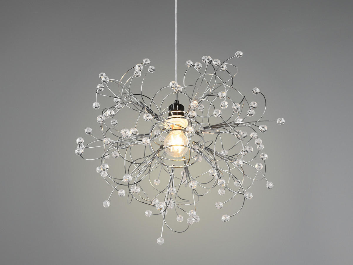 LED-PENDELLEUCHTE Ø52cm, Silber Kristall - Chromfarben/Transparent, Kunststoff/Metall (52/52/150cm) - meineWunschleuchte